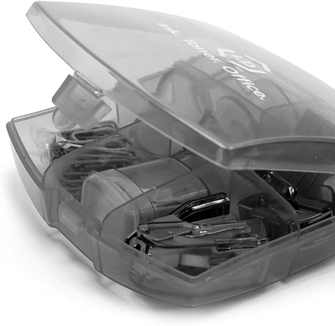 LD Products Black Mini Office Supply Kit Portable Case with Scissors, Paper Clips, Tape Dispenser Set, Pencil Sharpener, Mini Stapler with Staples and Staple Remover