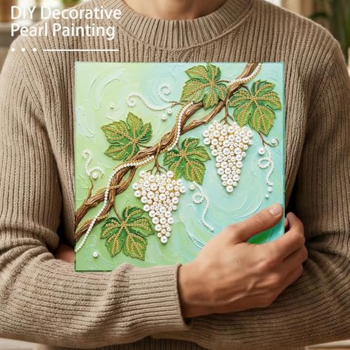 LQCrafK DIY Pearl Art Painting Handcraft Kit for Adults Beginners with Tools and Framed Painting, Creative Design,Self-Adhesive, Healing Stress-Relieving Home Wall Decoration-Grape - Image 3