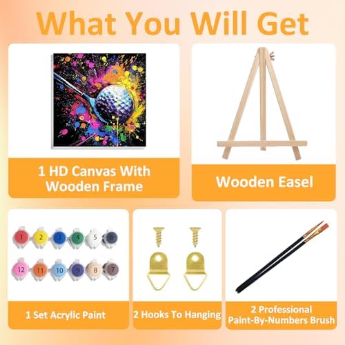 Golf Paint by Numbers Kit for Kids, 8x8 inch - Image 4