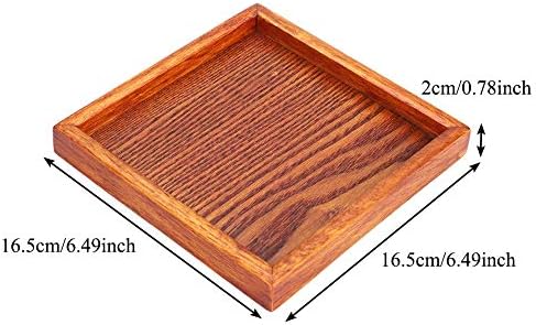 Wood Tray, Small Square Tea Tray Home Decor Serving Trays Platter for Living Room, Coffee Table, Breakfast in Bed, Candle Display (6.5x6.5 inch) - Image 4