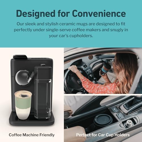 NOVA CERAMICS Travel Mug - Ceramic To Go Coffee Mug With Lid – Travel Mug Ceramic To Go Cup – Microwave & Dishwasher Safe Ceramic Coffee Mug With Lid - Gifts For Women Men Him Her – 12oz – Sage Green - Image 6