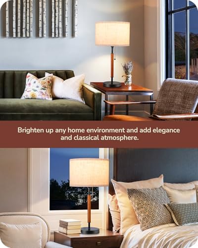 EDISHINE Modern Mid Century Table Lamp, Pull Chain Switch, 21.65 Inch, E26 - Image 7