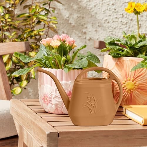 Plastic Watering Can - for Indoor and Outdoor Home Garden Plants - with Long Spout - Copper Color - 1/2 Gallon - Image 5