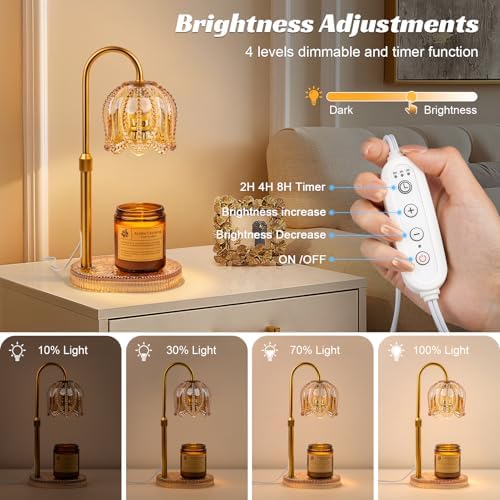 Petal Candle Warmer Lamp with Timer & Dimmable Light Champagne Gold - Image 3