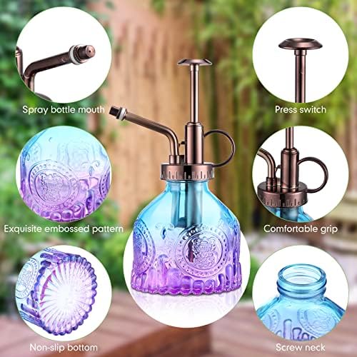 8 Pcs Glass Plant Mister Spray Bottle 200ml Vintage Plant Spritzer Multicolor Succulent Watering Bottle Watering Can 6.4'' with Plastic Top Pumps for Indoor Outdoor Succulents Garden Plants (Bronze) - Image 3