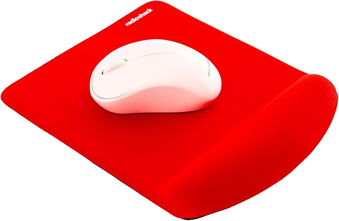 RadioShack Square Gel Mouse Pad with Wrist Rest, Ergonomic Office Mouse Pad for Desk Offers Improved Support, Accuracy and Responsiveness for Work, Gaming, and More, Red