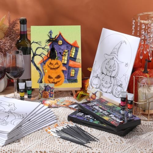 Sherr 12 Pcs Pre Drawn Canvas for Adults,Halloween,8 x 10 Inch - Image 2