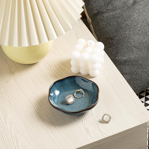 BEUNAIZER Ceramic Ring Dish, 4.3 in Flower Jewelry Tray with Raised Sides - Image 2