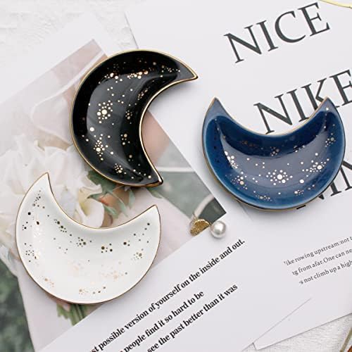Soddeph Small Moon Ceramic Jewelry Tray, Decorative Trinket Dish, Ring Holder Plate, Modern Accent Tray for Bathroom, Nightstand, Entryway Table, Vanity (2, White) - Image 6