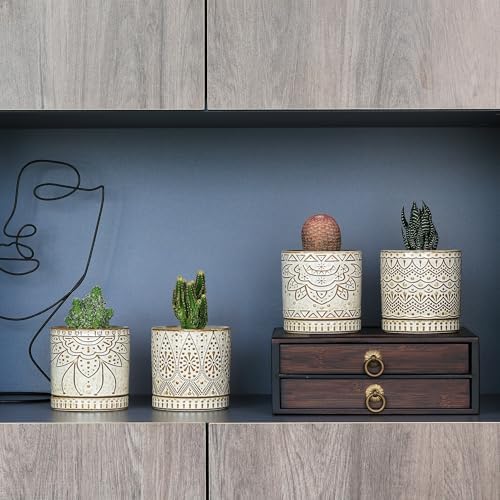 Gepege Ceramic Succulent Pots, 4 Inch Small Plant Pots with Drainage - Image 5