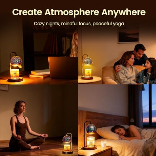 Glocusent Candle Warmer Lamp with Timer, Dimmable, Adjustable Retro 2 Bulbs - Image 5
