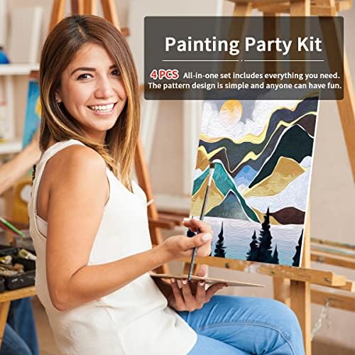 VOCHIC 4 Pack Painting Kit Pre Drawn Canvas for Painting for Adults Party Kits Paint and Sip Party Supplies 8x10 Canvas to Paint Art Set - Image 3