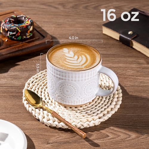 GBhome 16 oz Coffee Mugs Set of 4, Stackable Ceramic Coffee Cups Set - Image 2