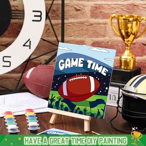 Tenceur 12 Sets Football Sports Paint by Numbers Kit Pre Drawn Canvas Painting Set with Easels Paints and Brushes for Kids Beginners Classroom Party Group and Team DIY Art Activities - Image 5