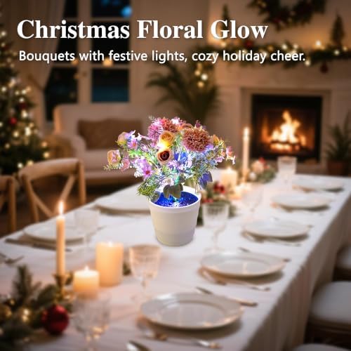 Artificial Pink Flower Night Light Bedroom Wedding Party Coffee Decor - Image 6