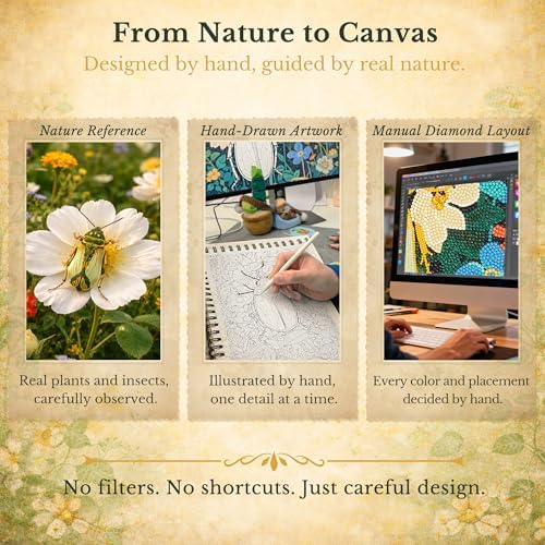 DIAMONDOUBLE High End Diamond Art Kits for Adults, 12x16 5D Diamond Painting on Velvet Canvas, Beetle Design with Mixed Acrylic Full Round, Mini & Special Shape Diamonds, Paint by Diamonds Art Decor - Image 4