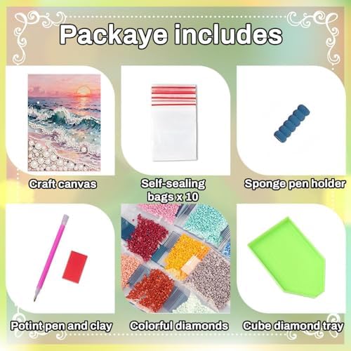 HITO Waves Pearl Diamond Painting Kits for Adults Pearl Diamond Art Kits - Image 6