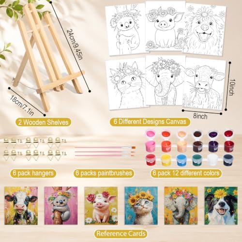 Engrowtic 57pcs Animals Sip and Paint Kit for Adults Pre Drawn Canvas Set - Image 3