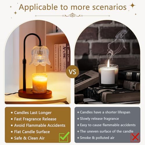 CRMILL Candle Warmer Lamp Electric Timer - Candles Height Adjustable Dimmable Warmers Scented Flower Lamps No Flame Heat Warm Melt Wax Jar Modern Home Decor Table Lights for Home Living Bedroom - Image 5