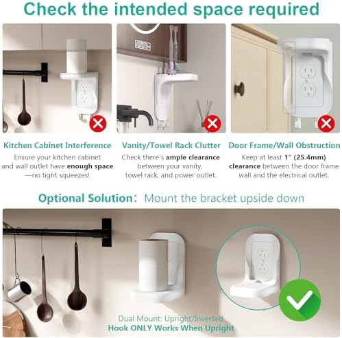 WALI Outlet Shelf Wall Holder, Fit for Duplex GFCI Decorative Outlet Shell A Space Saving for Smart Home, Speaker Mounts up to 20lbs with Cable Management (OSH002-W), White - Image 5