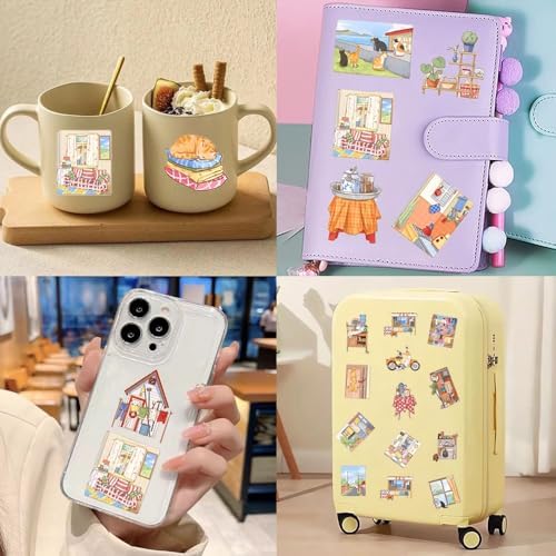 50Pcs Vintage Stickers,Waterproof Transparent PET Aesthetic Decorative Sticker Scrapbooking Supplies for Adult Card Making Letters Planner Journaling Junk Journal DIY Water Bottles Art Craft.Scene - Image 3