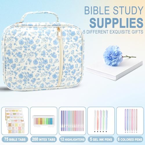 Bible Cover Case for Women, Study Supplies Kit, Highlighters Pens - Image 2