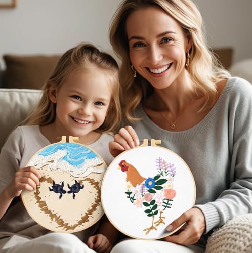 Crafmanoe Hand Embroidery Kits for Beginners Adults, Floral Stamped Cross Stitch Kits for Beginners Adults, Funny Embroidery Set Needlepoint Starter Kits, Embroidery Hoops, Fabric and Video Tutorial - Image 5