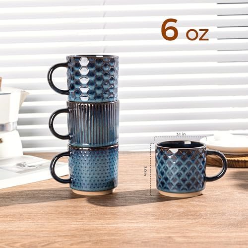 GBhome 6 OZ Stackable Coffee Mugs Set of 4, Ceramic Coffee Cups Set - Image 2