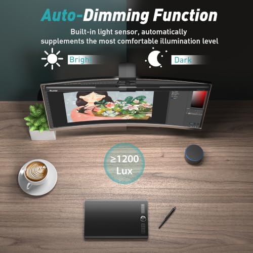 Quntis Monitor Light Bar with Remote Control, Fit for Curved/Flat Monitor, Eye-Care USB Computer Lamp Dimmable Screen Light Bar with Auto-Dimming, No Glare Home Office Gaming Desk Lamp - Image 5