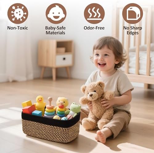 5-Pack Small Woven Rope Storage Baskets, 2 Sizes Organizer Bins - Image 4