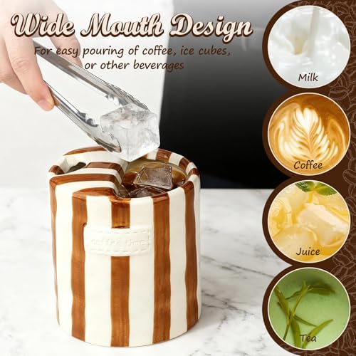 Novelty Ceramic Coffee Mug with Sip Hole, Retro Striped Hand-Painted Design - Image 5