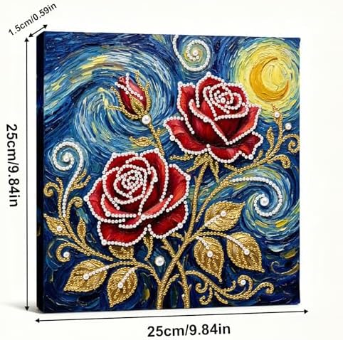 LQCrafK DIY Pearl Art Painting Handcraft Kit for Adults Beginners with Tools and Framed Painting, Creative Design,Self-Adhesive, Healing Stress-Relieving Home Wall Decoration-Rose - Image 6