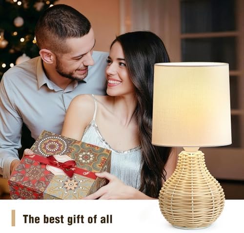 EJIAXIN Rattan Table Lamp Boho Lamps Set of 2-12.5" Mini Farmhouse Wicker Light Rustic End Table Decorative Small Lamps for Small Spaces Bedroom Nightstand Living Room Reading Desk Side Table Lamp - Image 6