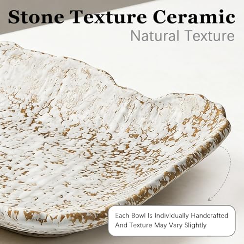 Stone Pattern Irregular Edge Rectangular Ceramic Bowl, Stoneware Centerpiece Tray for Entryway Kitchen Living Room, Decorative Catchall Bowl for Keys Jewelry Fruit, Home Decor Gift - Image 3