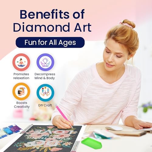 Flowers Diamond Art Kit for Adult Do Everything with Love 5D Painting 12x16 - Image 3