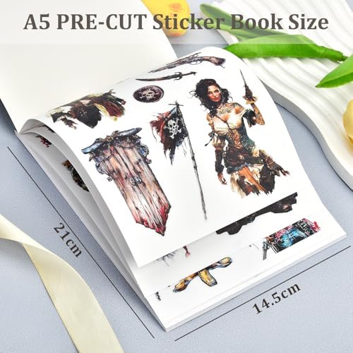 Snycler Under The Black Ship Theme Sticker Scrapbooking Supplies for Junk Journal, 20 Sheets PET Stickers - Vintage Journaling Stickers, Ephemera Sticker Book Pre Cut, Junk Journal Supplies, Planner - Image 3