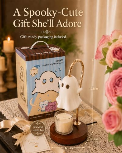Ceramic Ghost Candle Warmer Lamp with Timer, Spooky Cute Wax Melter - Image 5