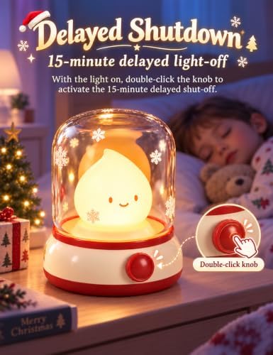 WANDIEA Rechargeable Night Light for Kids, Christmas Decor & Bedroom Lamp - Image 5
