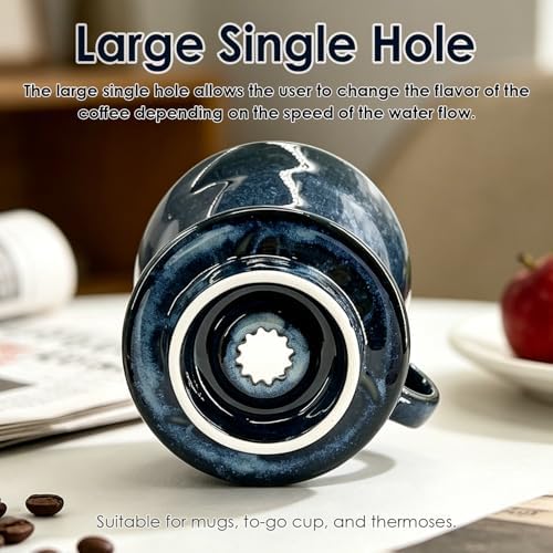 Pour Over Coffee Maker & Ceramic Dripper, 1-4 Cup Porcelain V60 Filter Cone - Image 5