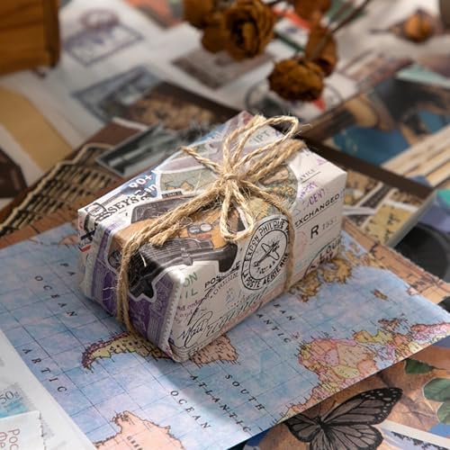 Vintage Scrapbook Stickers, Aesthetic Global Travel Sticker Book for Scrapbooking with 320+ Washi Stickers and 20 Scrapbook Papers, Journaling Supplies, Ephemera for Junk Journals DIY Arts Crafts - Image 6