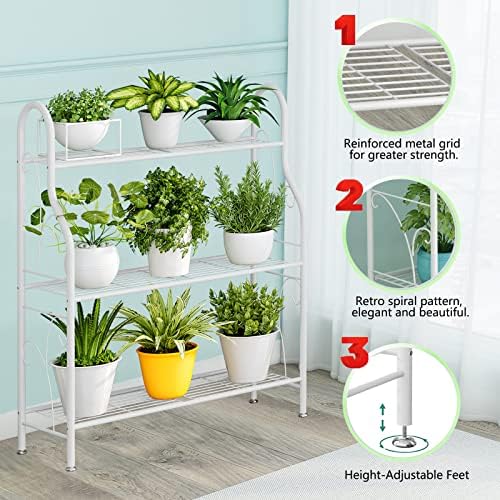 SORCEDAS Plant Stand Indoor Outdoor 3 Tier Metal Corner Flower Shelf - Image 4