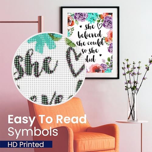 Motivational Floral Diamond Wall Art Kit for Adults 5D Round Drill 12x16 - Image 6
