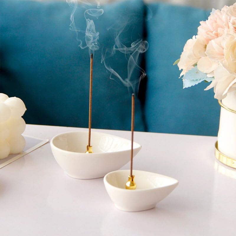 Incense Holder Modern Minimalist Circular Incense Stick Burner for Cones or Sticks for Yoga & Meditation, Enhance Atmosphere,Ceramic Ash Catcher Calabash - Image 4