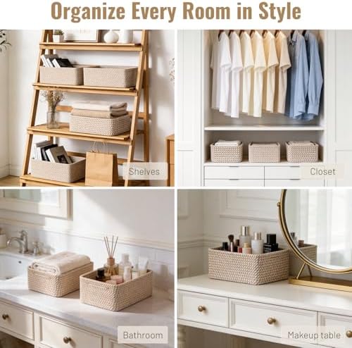 5 Pack Small Woven Storage Baskets for Shelves, Gift Baskets Empty - Image 5