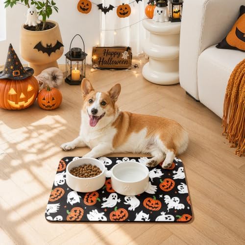 Findosom Ghost Halloween Dish Drying Mat, 12" x 20" Absorbent Coffee Mat - Image 5