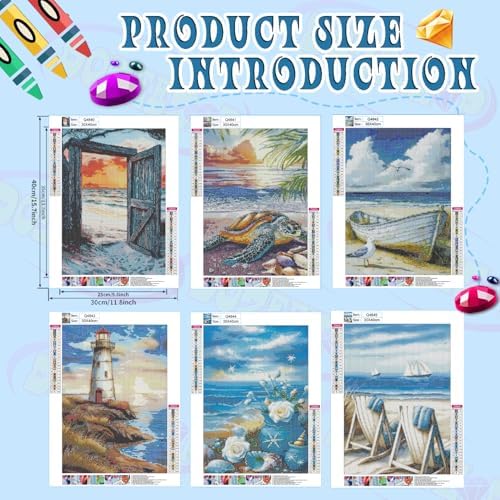DOZEEZOP 6-Pack Diamond Art Kit for Adults, 5D Diamond Painting 12x16 Inch - Image 2