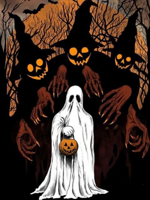 Halloween, Ghost Diamond Art Kit for Adults Scary Monster Ghost 5D 12x16 by ModernMerch