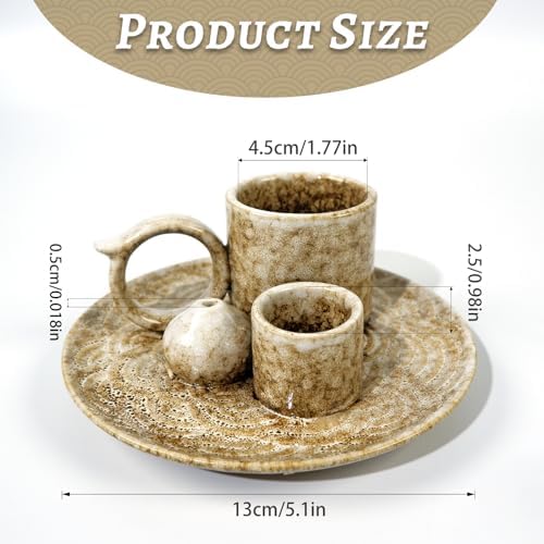 Tnstbiee 4.1 Inch 5-in1 Brown Ceramic Smudge Bowl,Versatile Incense Holder - Image 2