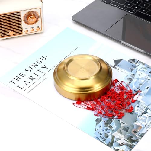 Paper Clip Holder Stainless Steel Paper Clip Holder Organizer for Desk Round Paperclip Pen Holders Cute Elegant Desk Organizer Accessories Supplies Gold Office Decor - Image 3