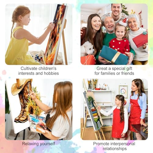 Framed Paint by Numbers Kit for Adults, Colorful Flower, 10 x 10 Inch - Image 7